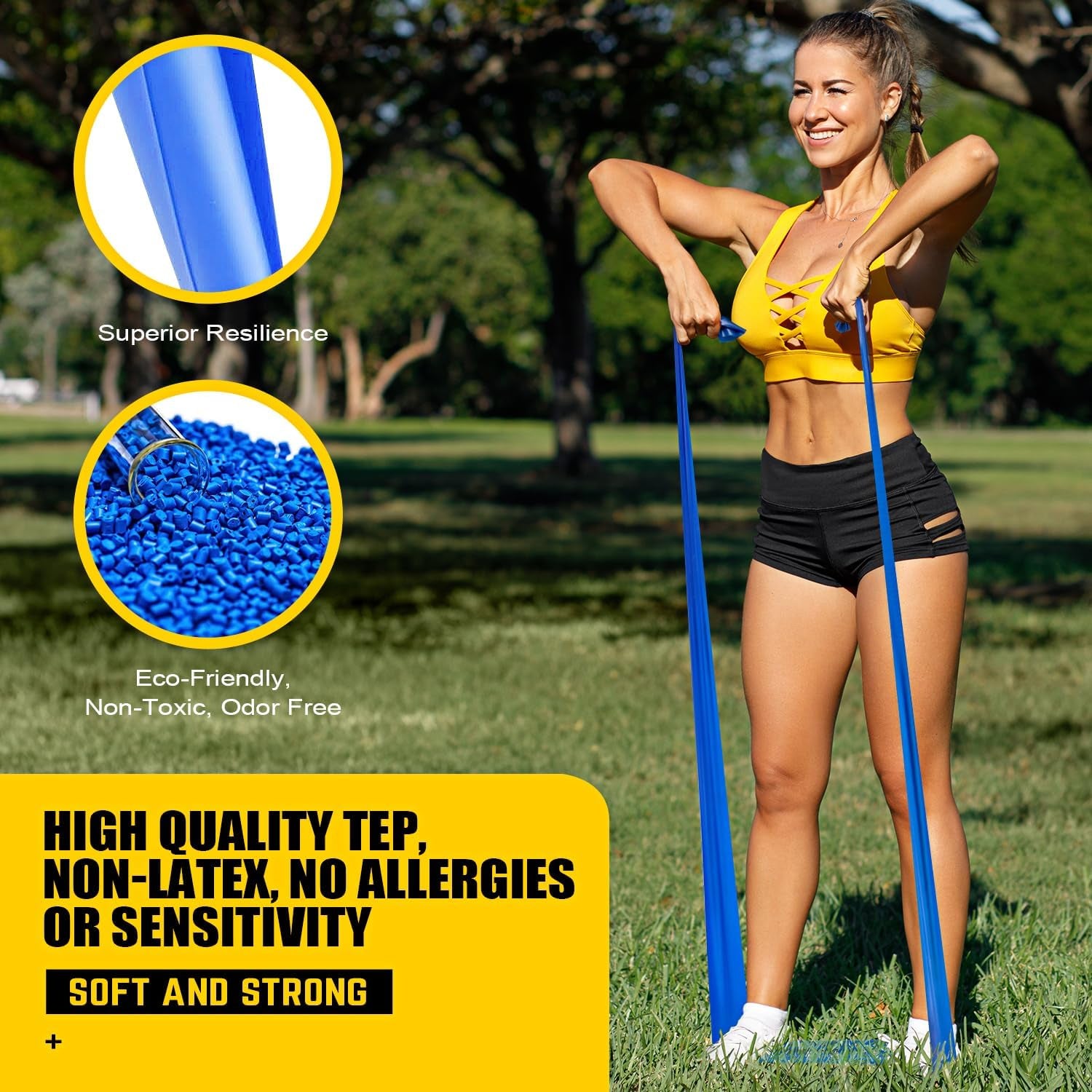 Three-Level Non-Latex Exercise Bands for Physical Therapy and Yoga - Professional Resistance Bands Set for Strength Training, Pilates, and Rehabilitation - TPE Elastic Stretch Bands for Seniors and Women
