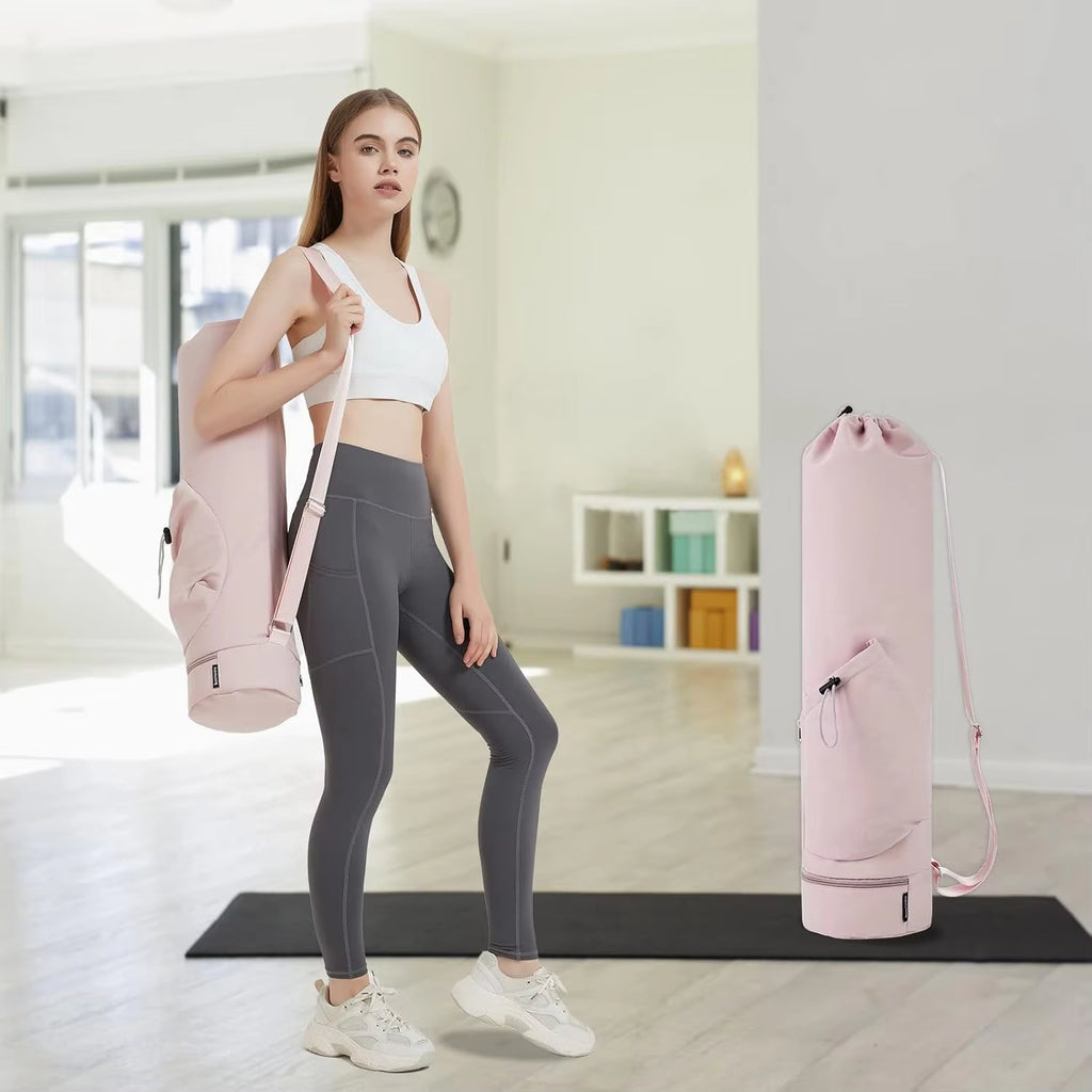 Versatile Yoga Mat Carrier with Water Bottle Pocket and Wet Storage for Gym, Pilates, and Fitness