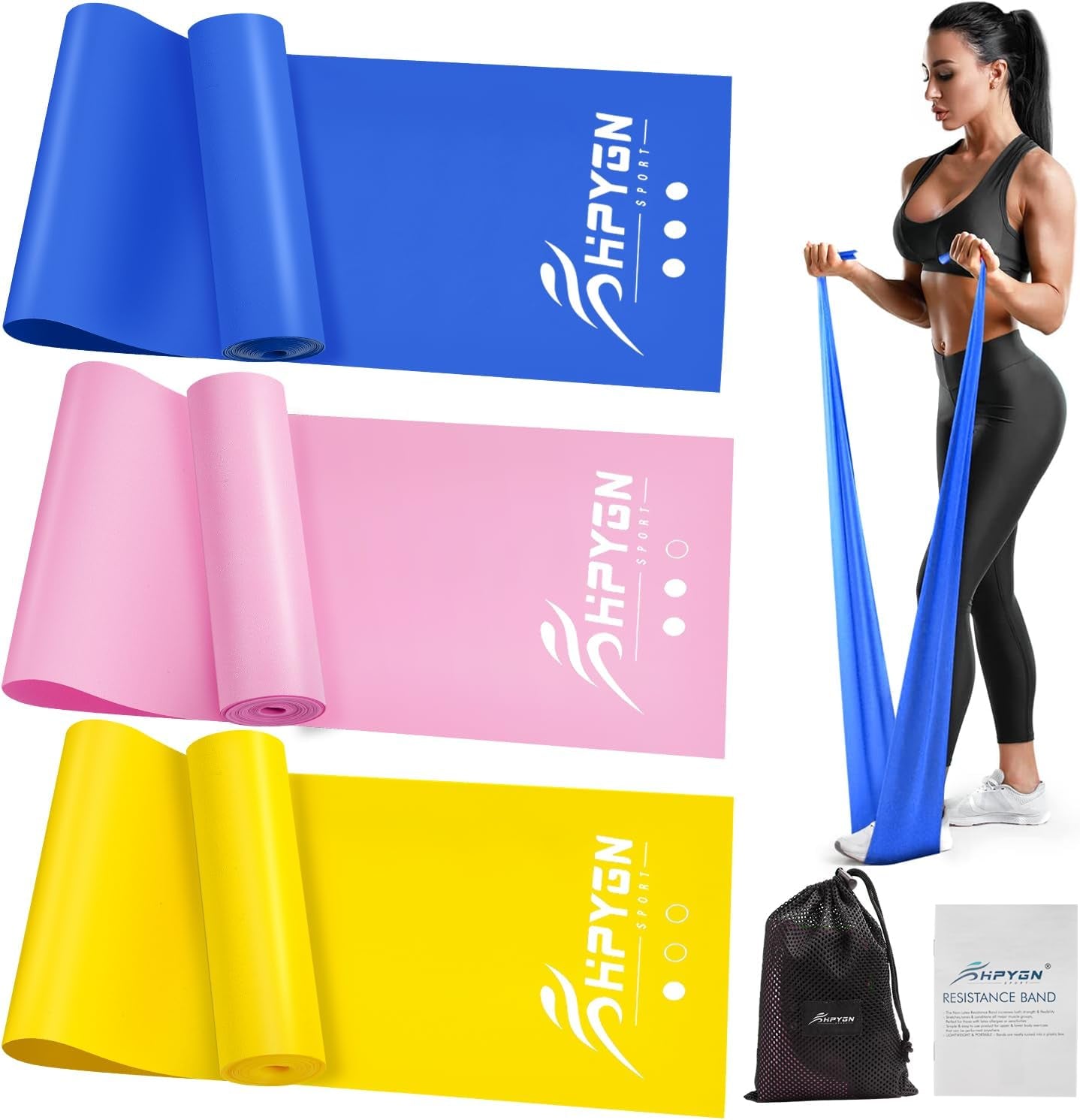Three-Level Non-Latex Exercise Bands for Physical Therapy and Yoga - Professional Resistance Bands Set for Strength Training, Pilates, and Rehabilitation - TPE Elastic Stretch Bands for Seniors and Women