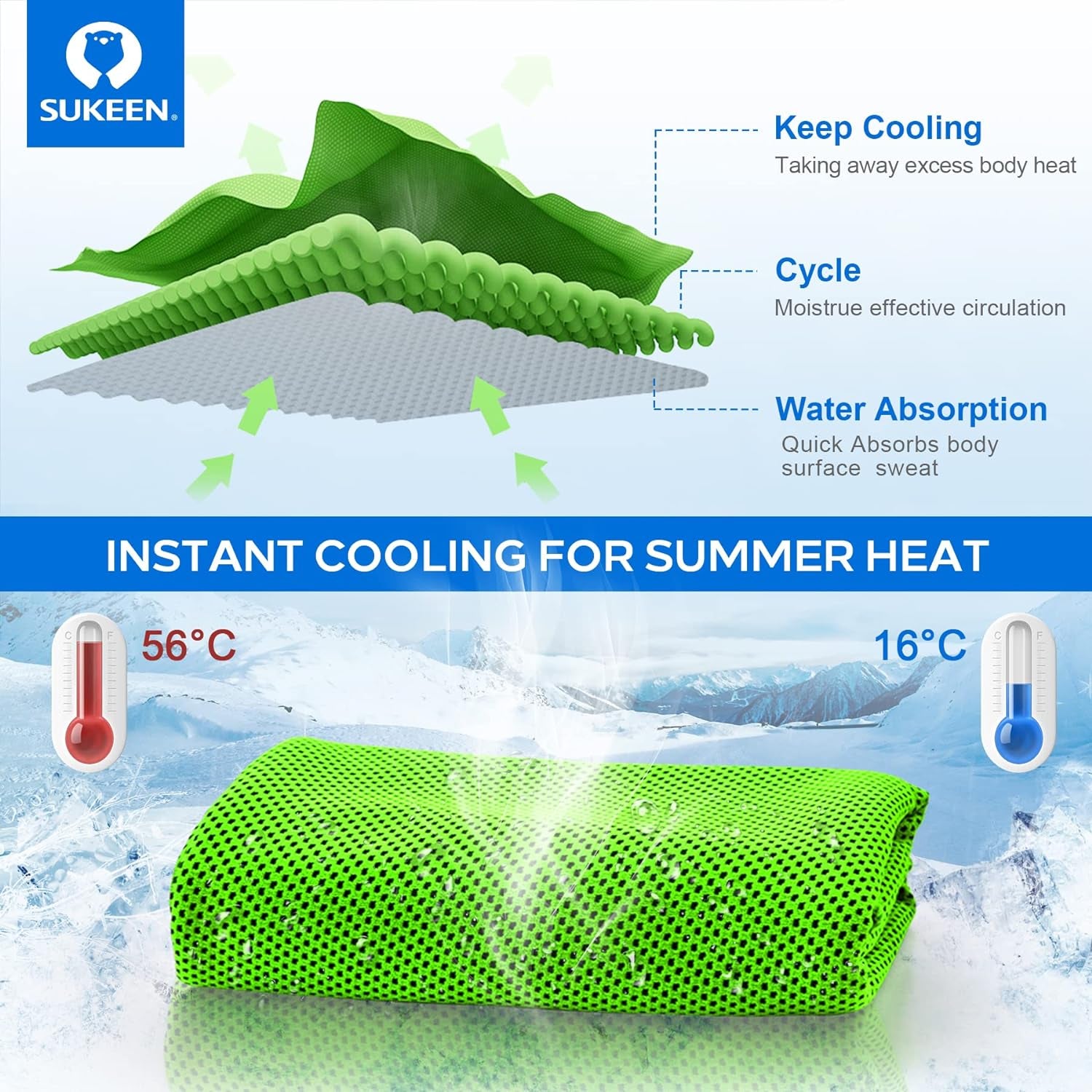 Stay Cool Anywhere: 4 Pack of Premium Microfiber Cooling Towels (40" x 12") - Perfect for Yoga, Sports, Gym, and Outdoor Activities!