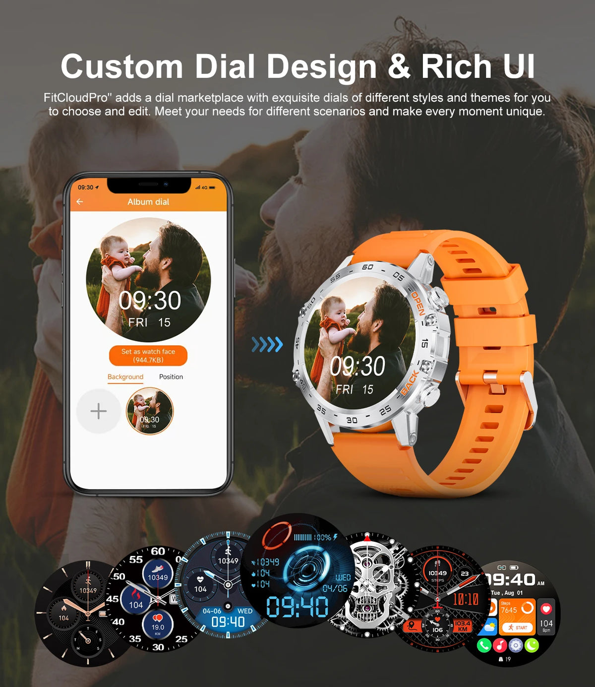 New1.39" Bluetooth Call Smart Watch Men Outdoor Sport Fitness Heart Rate Health Monitoring Smartwatch for Android IOS Phone