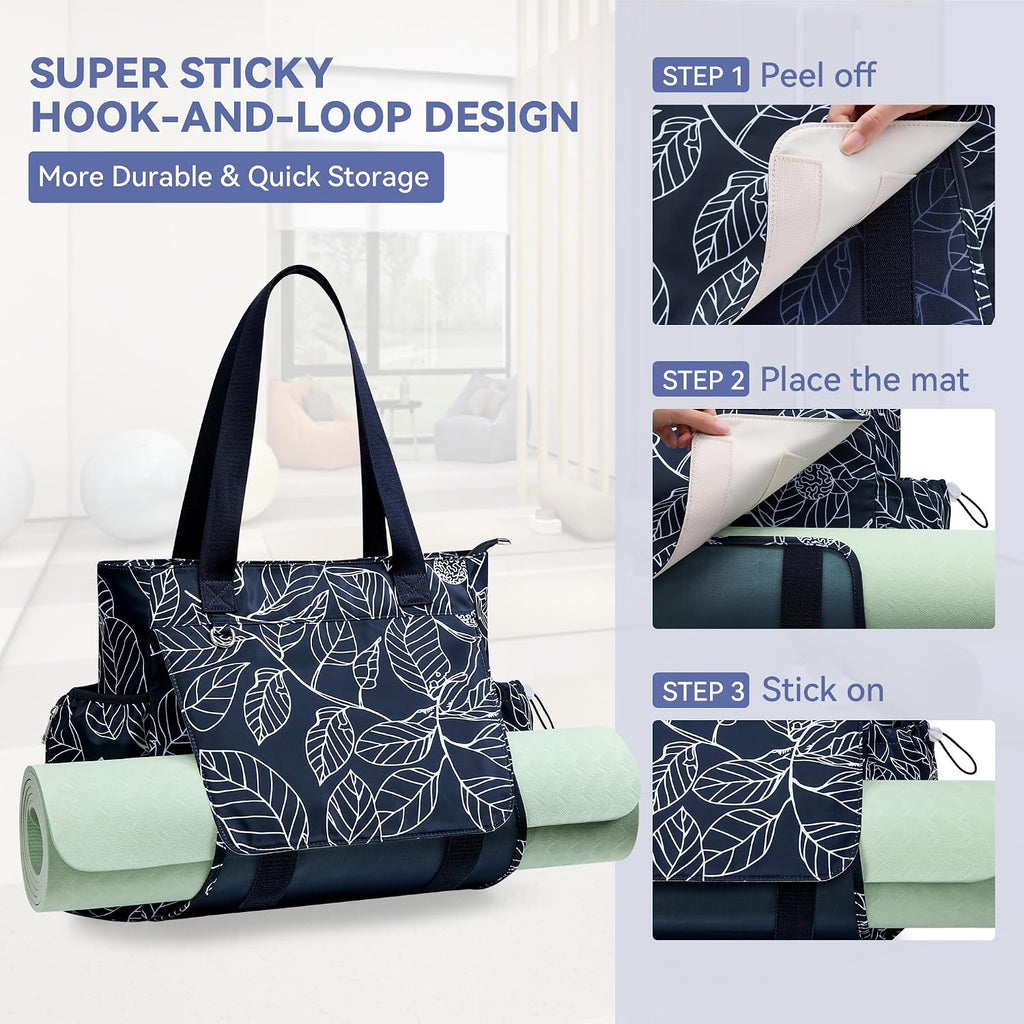 WLLWOO Women's Thick Yoga Mat Bag - Breathable Mesh Tote with Wet Pocket