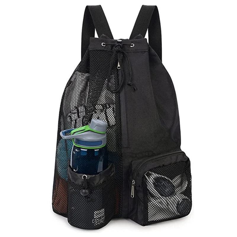 Mesh Drawstring Swim Bag with Wet Pocket - Versatile Backpack for Swimming, Gym, and Fitness Activities