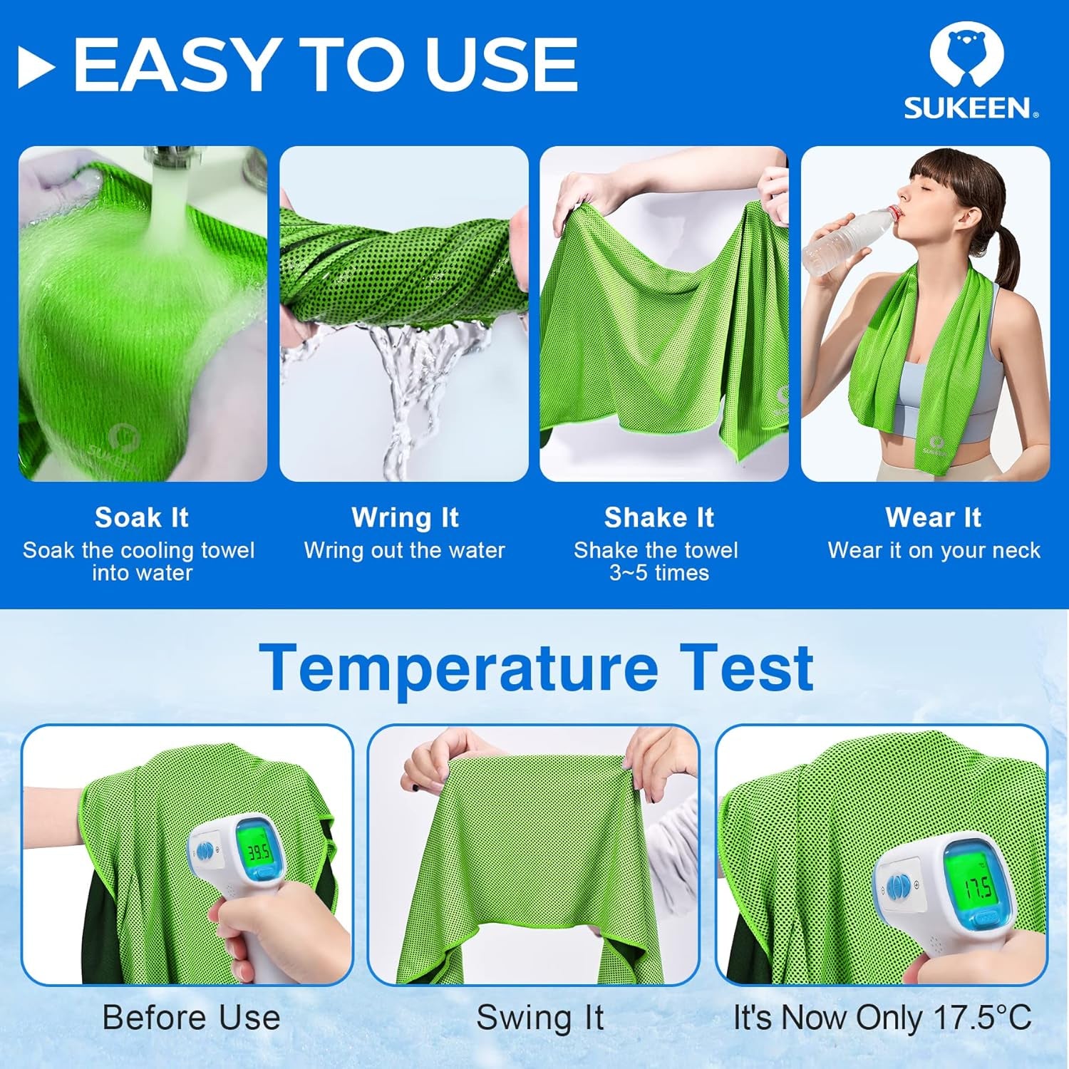 Stay Cool Anywhere: 4 Pack of Premium Microfiber Cooling Towels (40" x 12") - Perfect for Yoga, Sports, Gym, and Outdoor Activities!