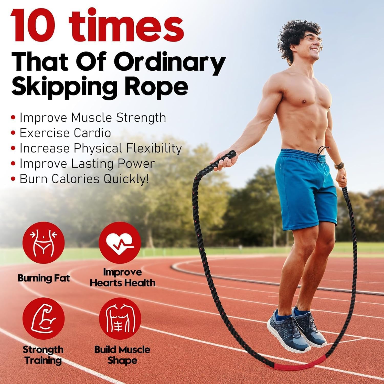 Weighted Jump Rope for Adults - 3Lb, 4Lb, and 5Lb Options for Enhanced Fitness and Strength Training at Home