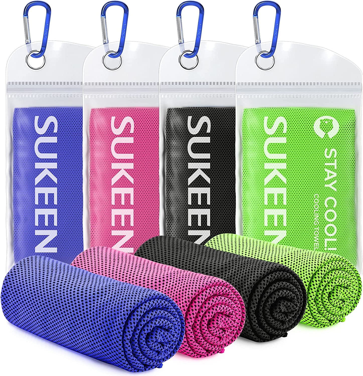 Stay Cool Anywhere: 4 Pack of Premium Microfiber Cooling Towels (40" x 12") - Perfect for Yoga, Sports, Gym, and Outdoor Activities!