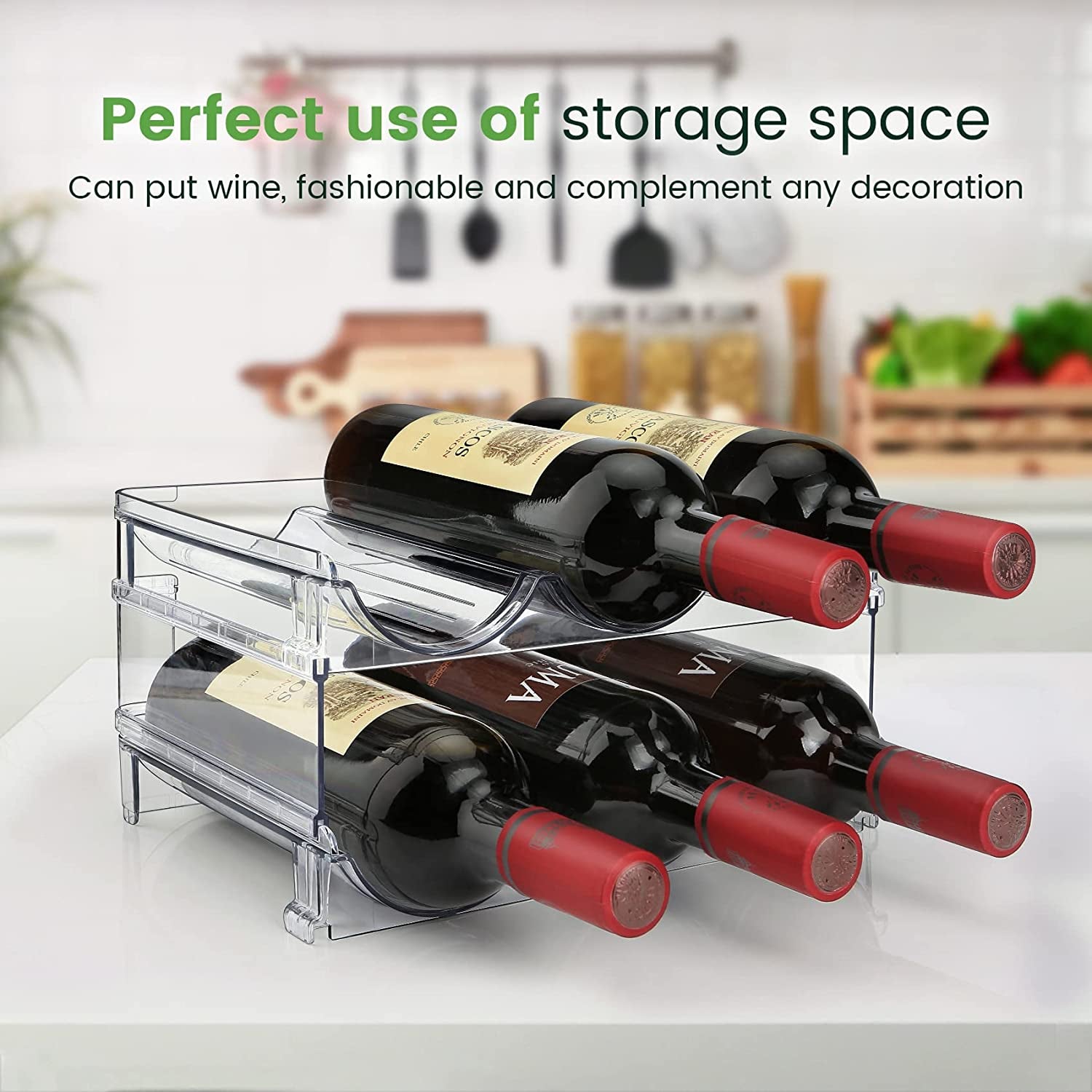 Water Bottle Cabinet Organizer Set - Stackable Storage Racks for Efficient Water Bottle Management (2 Packs)