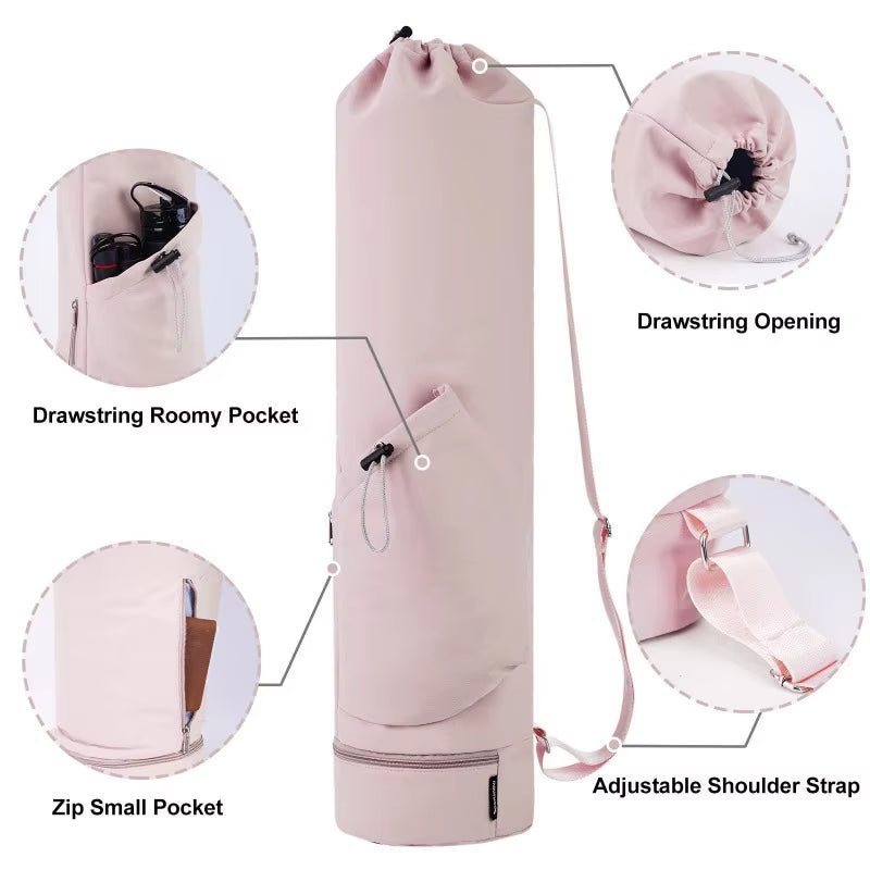 Versatile Yoga Mat Carrier with Water Bottle Pocket and Wet Storage for Gym, Pilates, and Fitness