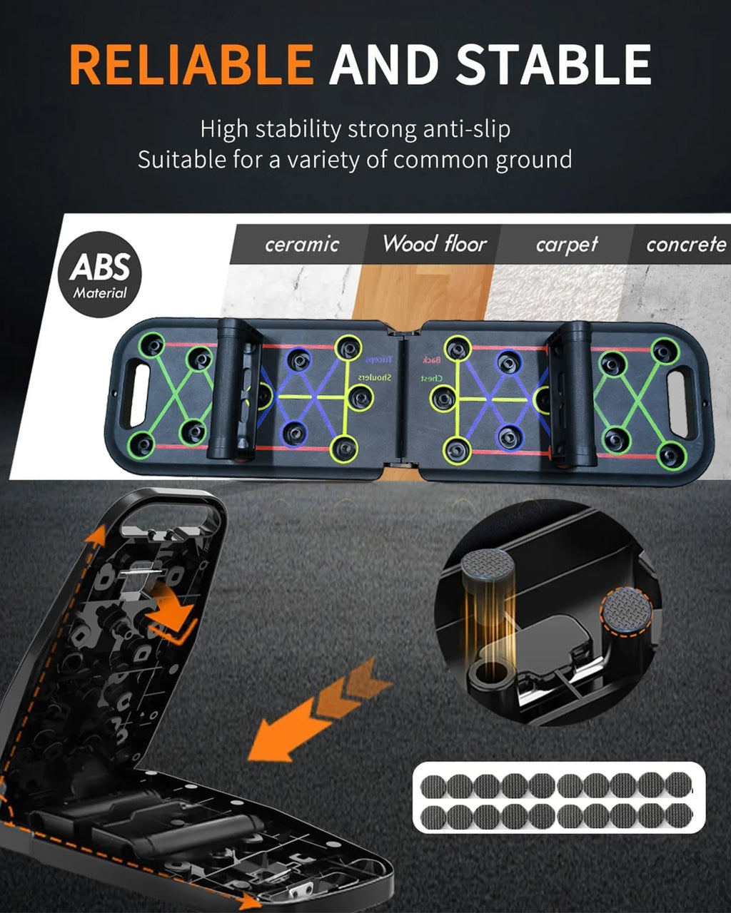 Multifunctional Folding Push-Up Board for Home and Gym Use - Portable Exercise Equipment for Chest and Back Strength Training