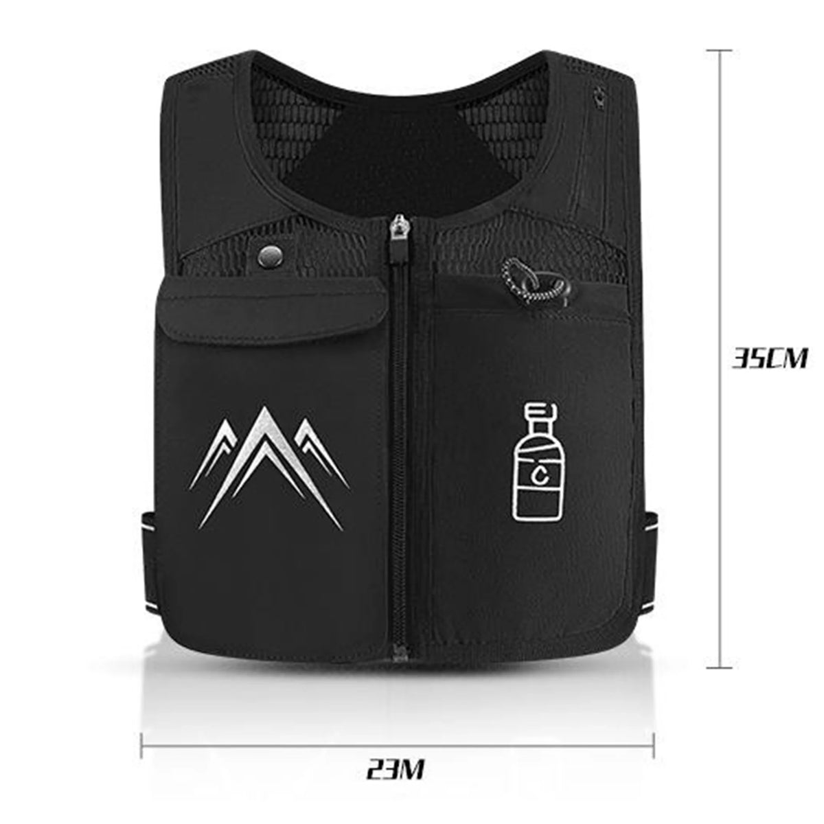 Reflective Running Vest with 500ml Hydration Bottle, Adjustable Waistband, Breathable Fabric, and Chest Pack Holder for Men and Women