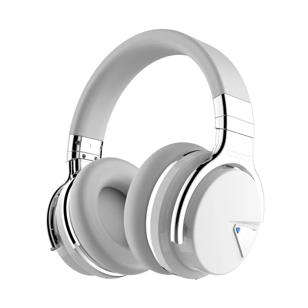 E7 Bluetooth Active Noise Cancelling Over-Ear Headphones with Microphone and Deep Bass (White)