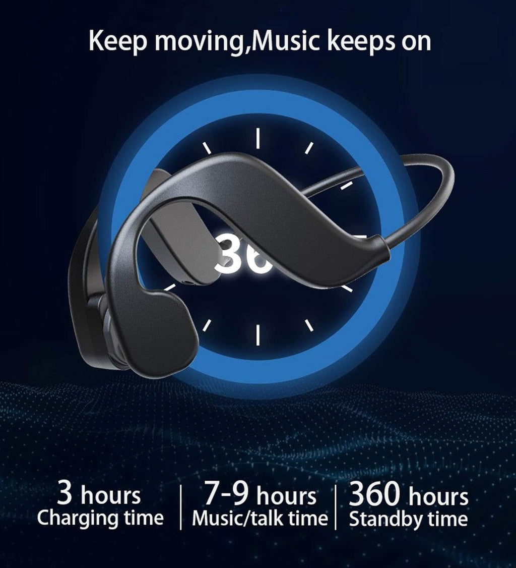 Bone Conduction Waterproof Bluetooth Headphones for Swimming with Microphone and 16GB Memory, IPX8 Rated