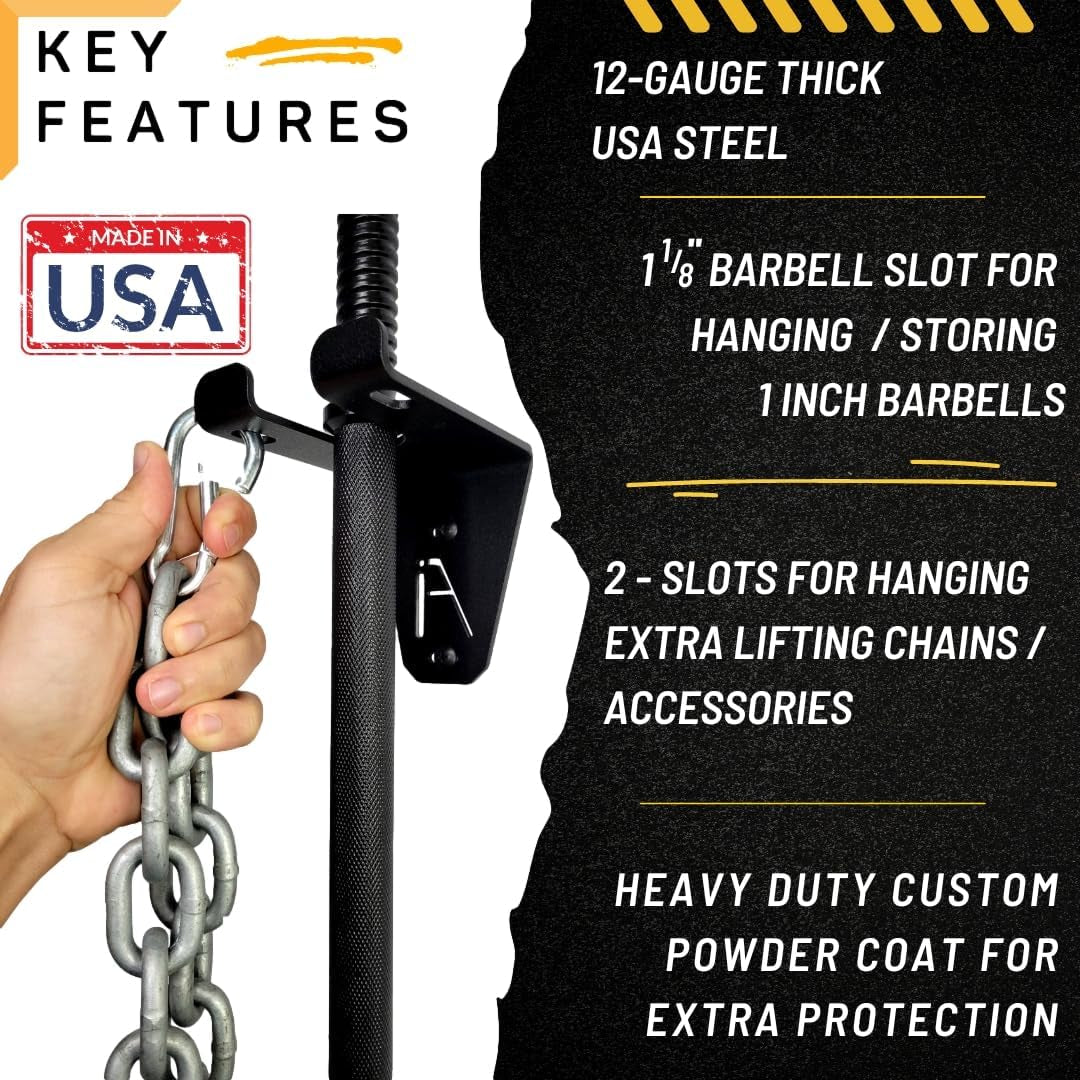 Alpha Barbell Wall Mount Storage System - 100+ Pound Capacity Multi-Purpose Holder for Standard Olympic Barbells - Dimensions: 4.25 x 6.75 x 7.25 Inches - Includes Hardware