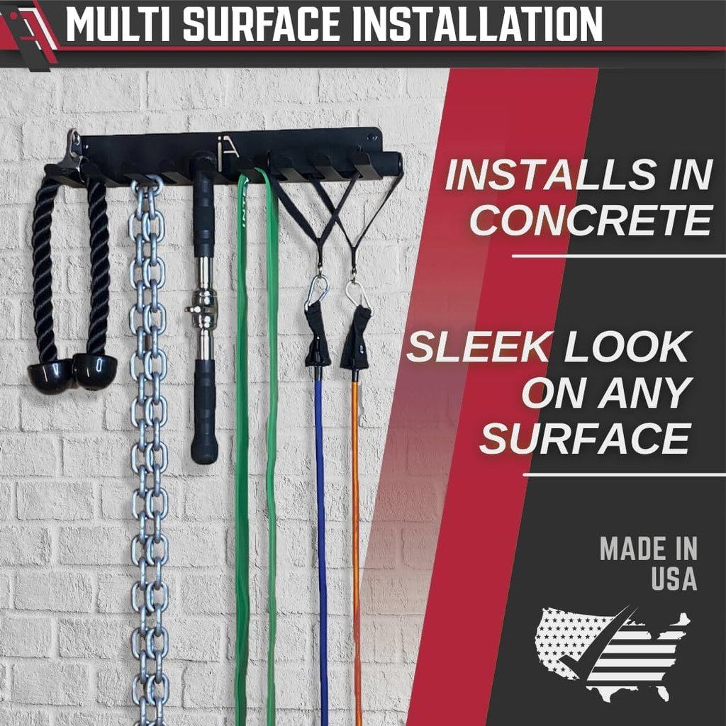 Heavy-Duty Multi-Purpose Gym Storage Rack for Lifting Belts, Chains, Exercise Bands, and Jump Ropes (Includes Mounting Hardware)