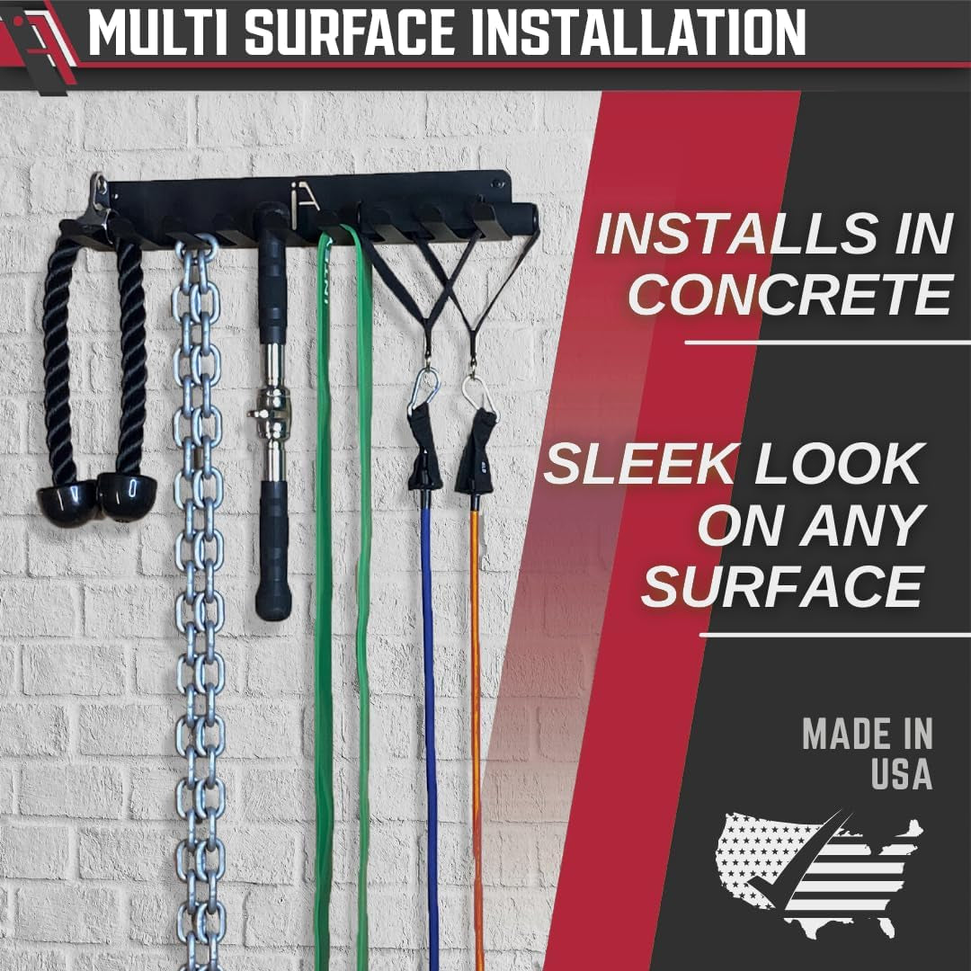 Heavy-Duty Multi-Purpose Gym Storage Rack for Lifting Belts, Chains, Exercise Bands, and Jump Ropes (Includes Mounting Hardware)