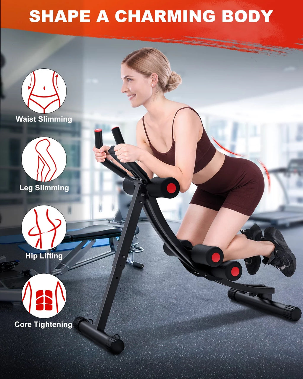 Foldable Ab Machine - Core and Abdominal Trainer for Home Gym, Supports Up to 440 lbs, Equipped with LCD Display