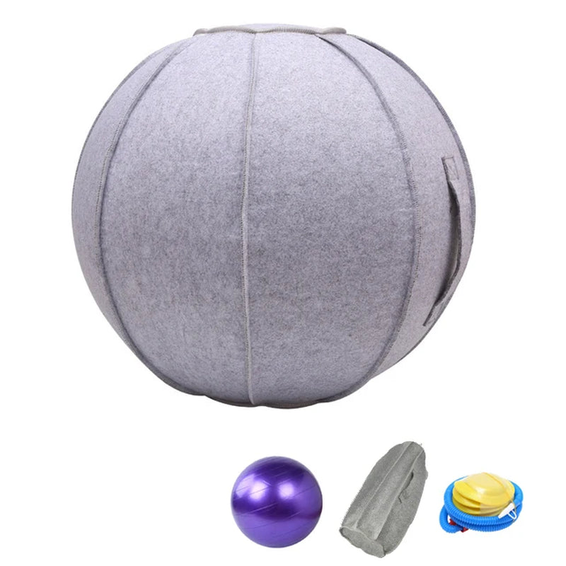 Linen Yoga Ball Cover and 65Cm Yoga Ball with Pump for Home Gym, Pilates, and Fitness Training
