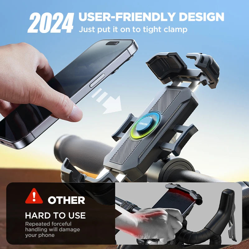 Joyroom Ultra-Stable Motorcycle Phone Mount - Premium Bicycle Handlebar Clamp for Cell Phones and Scooters