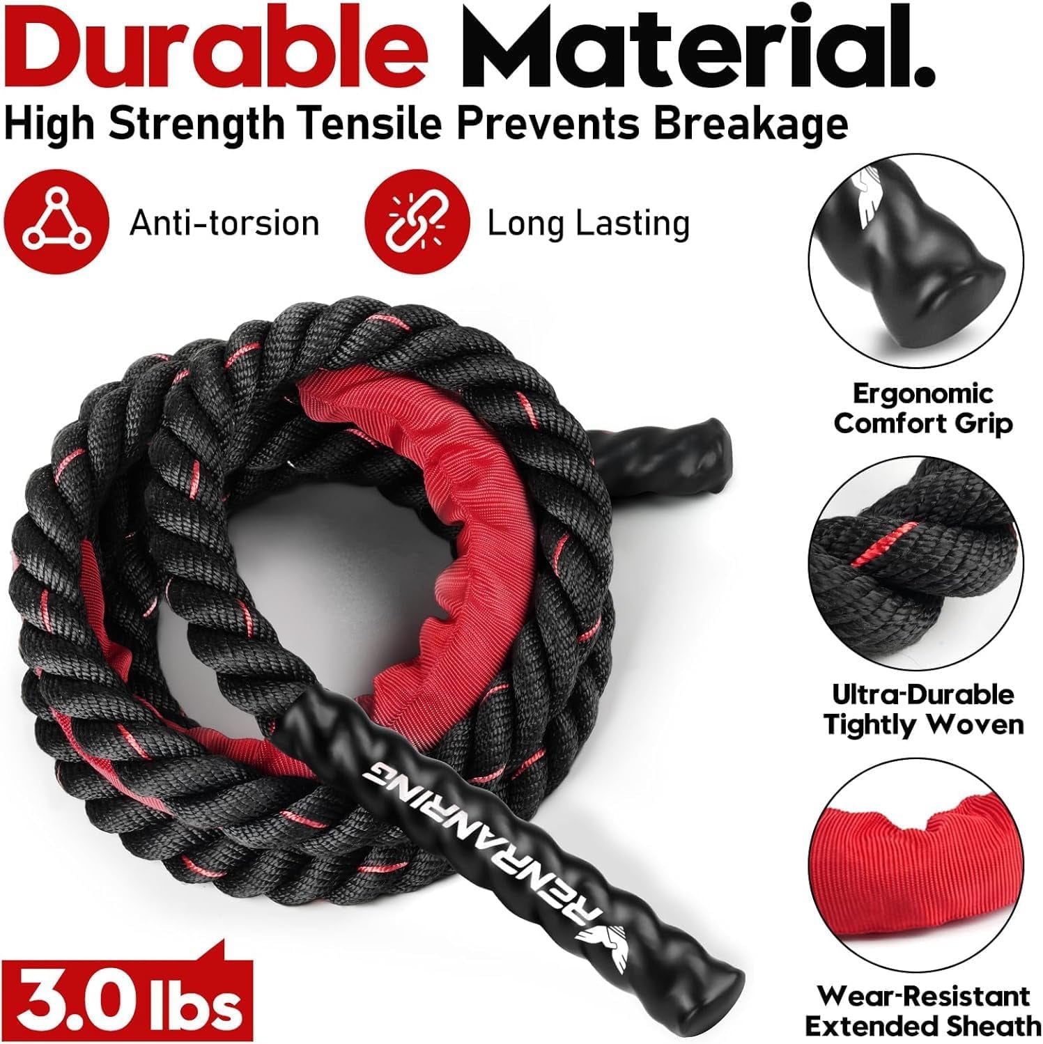 Weighted Jump Rope for Adults - 3Lb, 4Lb, and 5Lb Options for Enhanced Fitness and Strength Training at Home