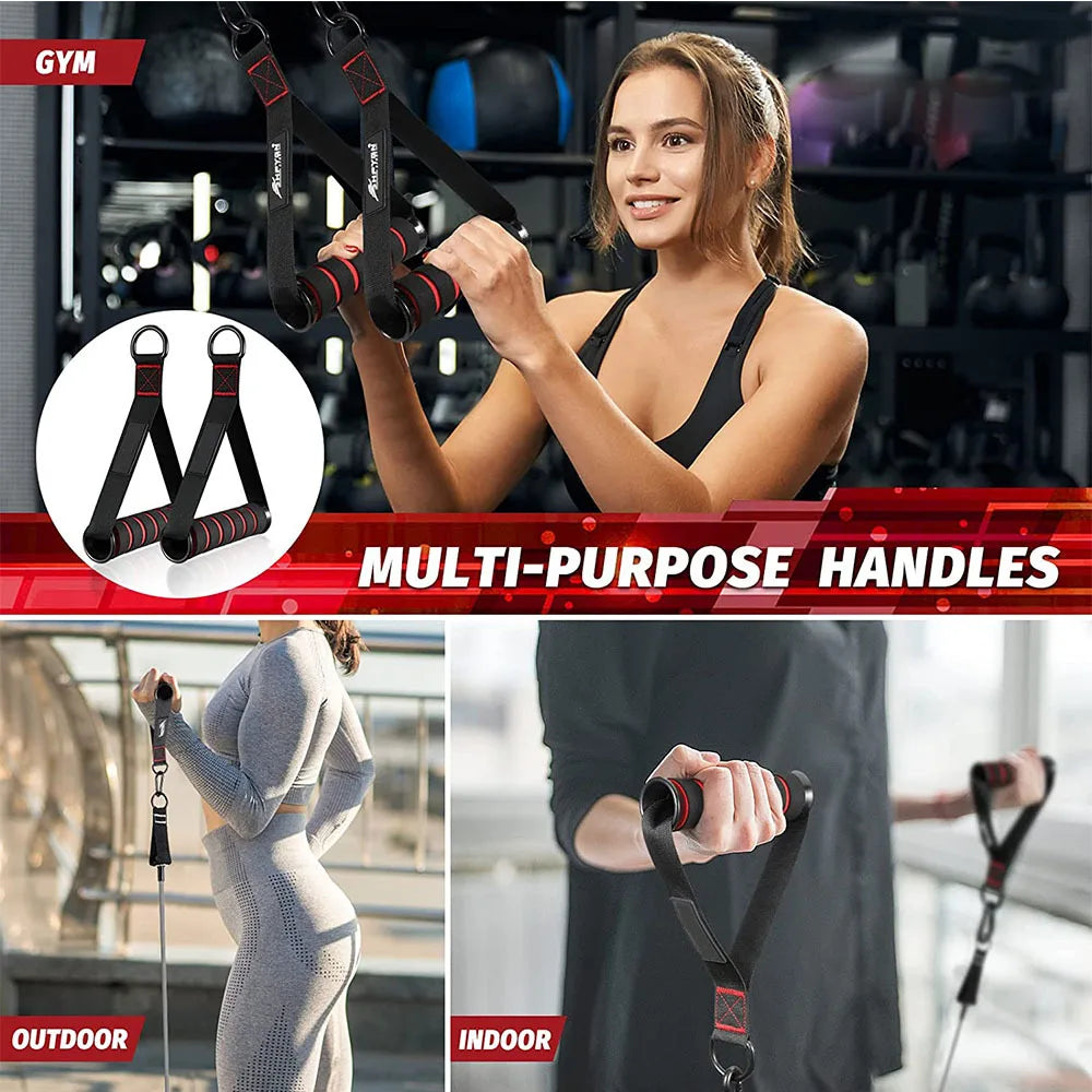 Professional Exercise Handles for Cable Machines - Durable Attachments for Home Gym, Pilates, Resistance Bands, and Strength Training