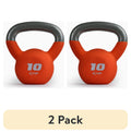 2-Pack 10 lb Neoprene Coated Kettlebells in Orange