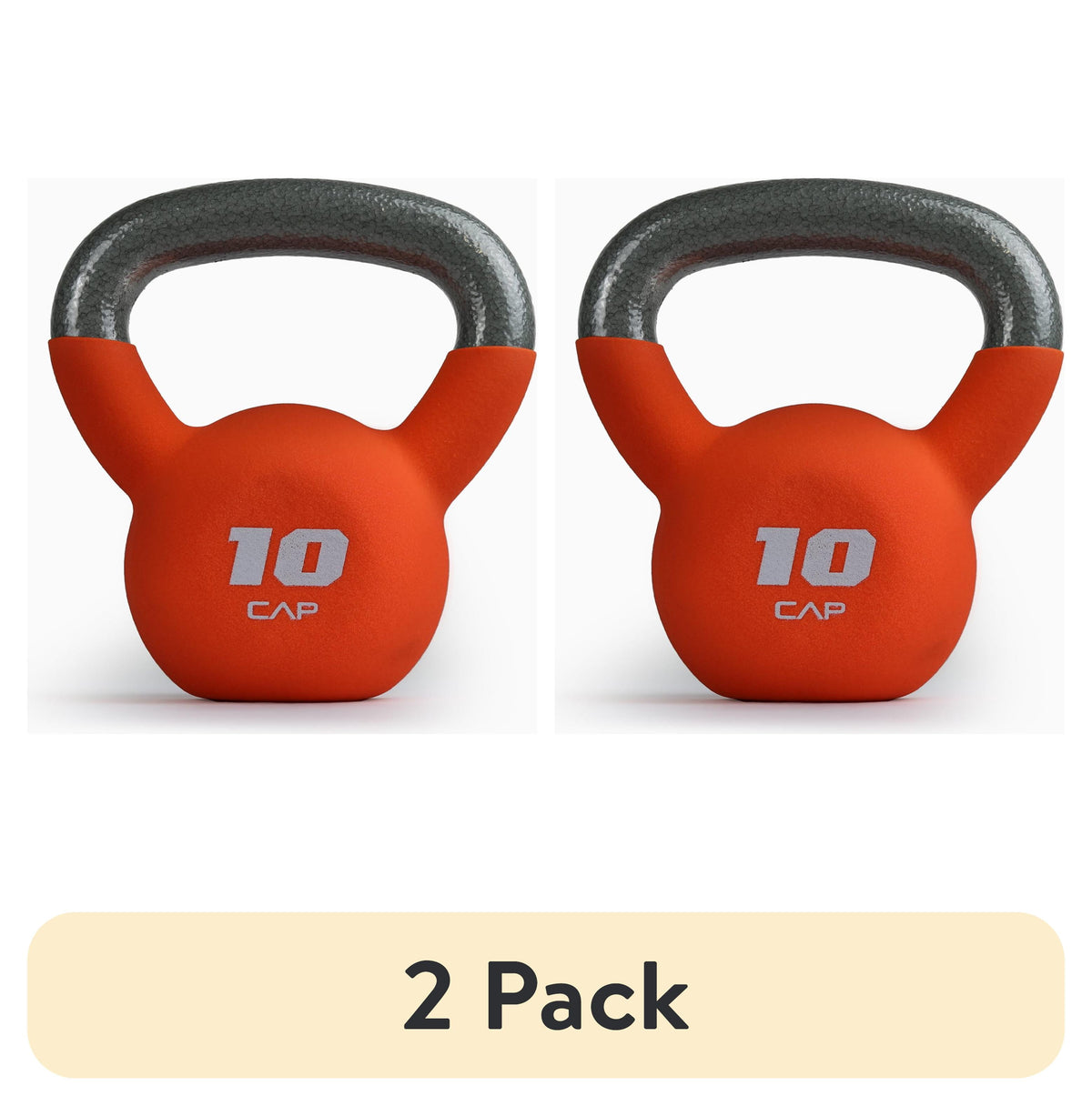 2-Pack 10 lb Neoprene Coated Kettlebells in Orange