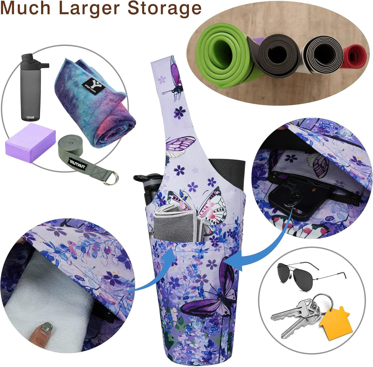 Yoga Mat Tote Bag with Pockets - Spacious and Versatile Carrier for Most Yoga Mats and Accessories