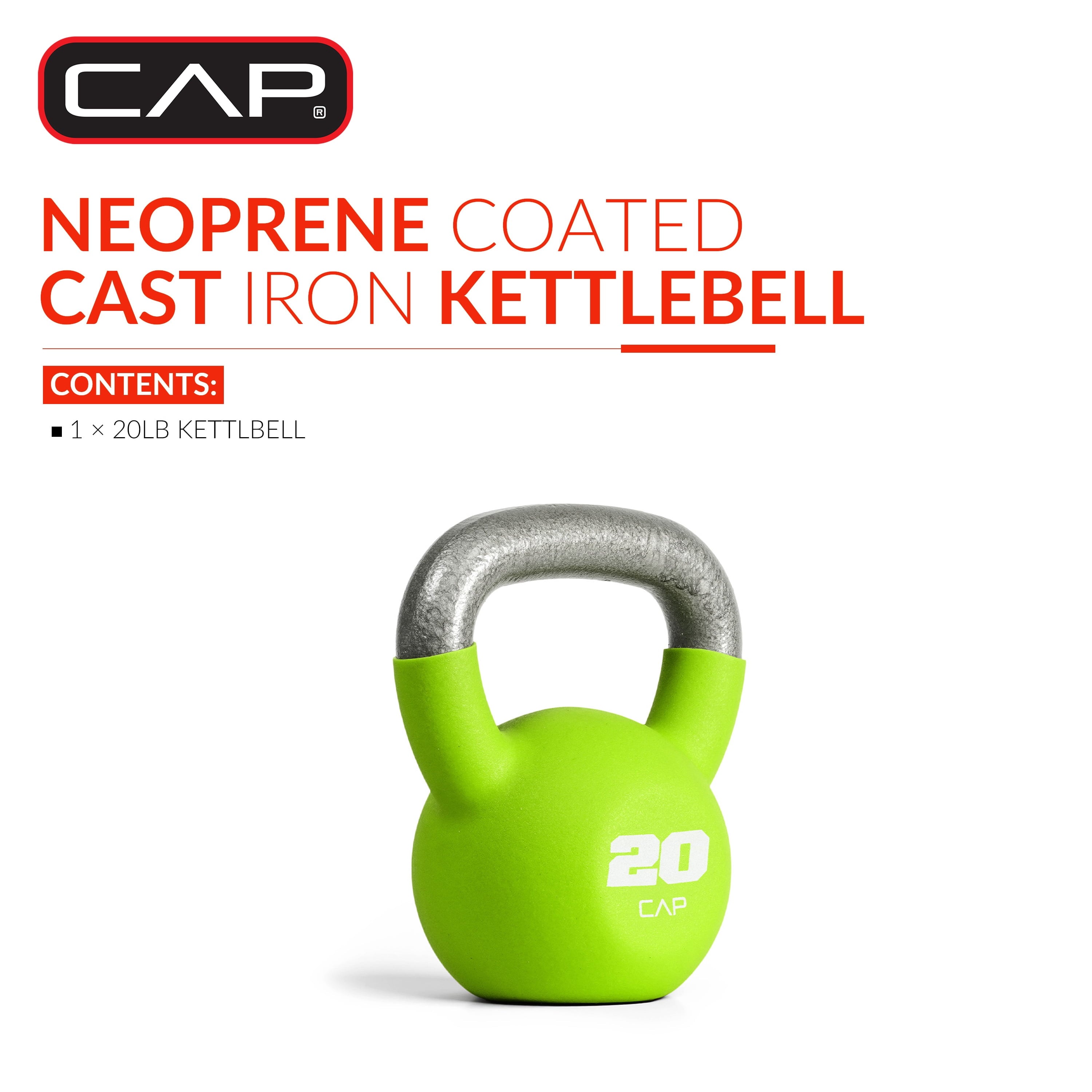 20 lb Neoprene Coated Kettlebell in Green