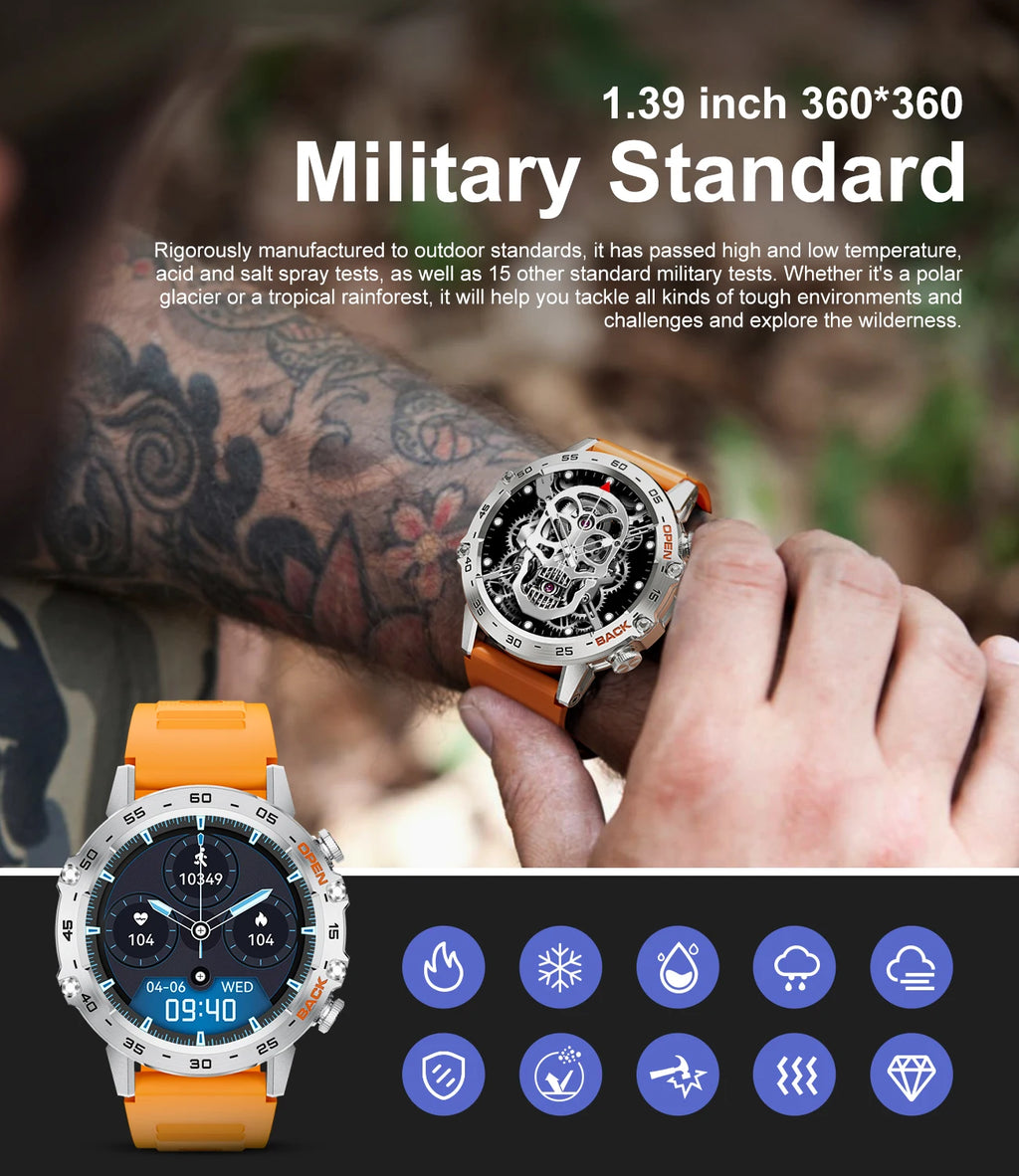 New1.39" Bluetooth Call Smart Watch Men Outdoor Sport Fitness Heart Rate Health Monitoring Smartwatch for Android IOS Phone