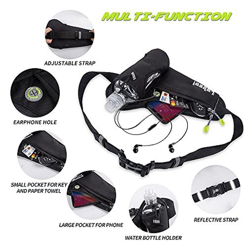 Professional Running Belt with Water Bottle Holder and Phone Pouch
