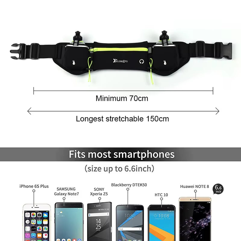 Marathon Trail Running Waist Pack for Men and Women - Dual Pocket Fanny Pack for Phone and Water Bottle Fitness Belt