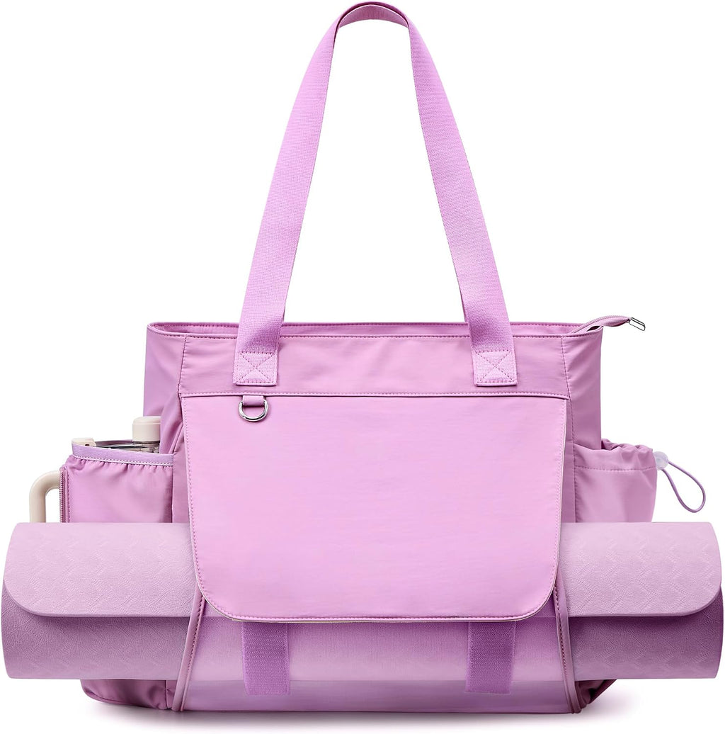 WLLWOO Women's Thick Yoga Mat Bag with Breathable Mesh and Wet Pocket Gym Tote