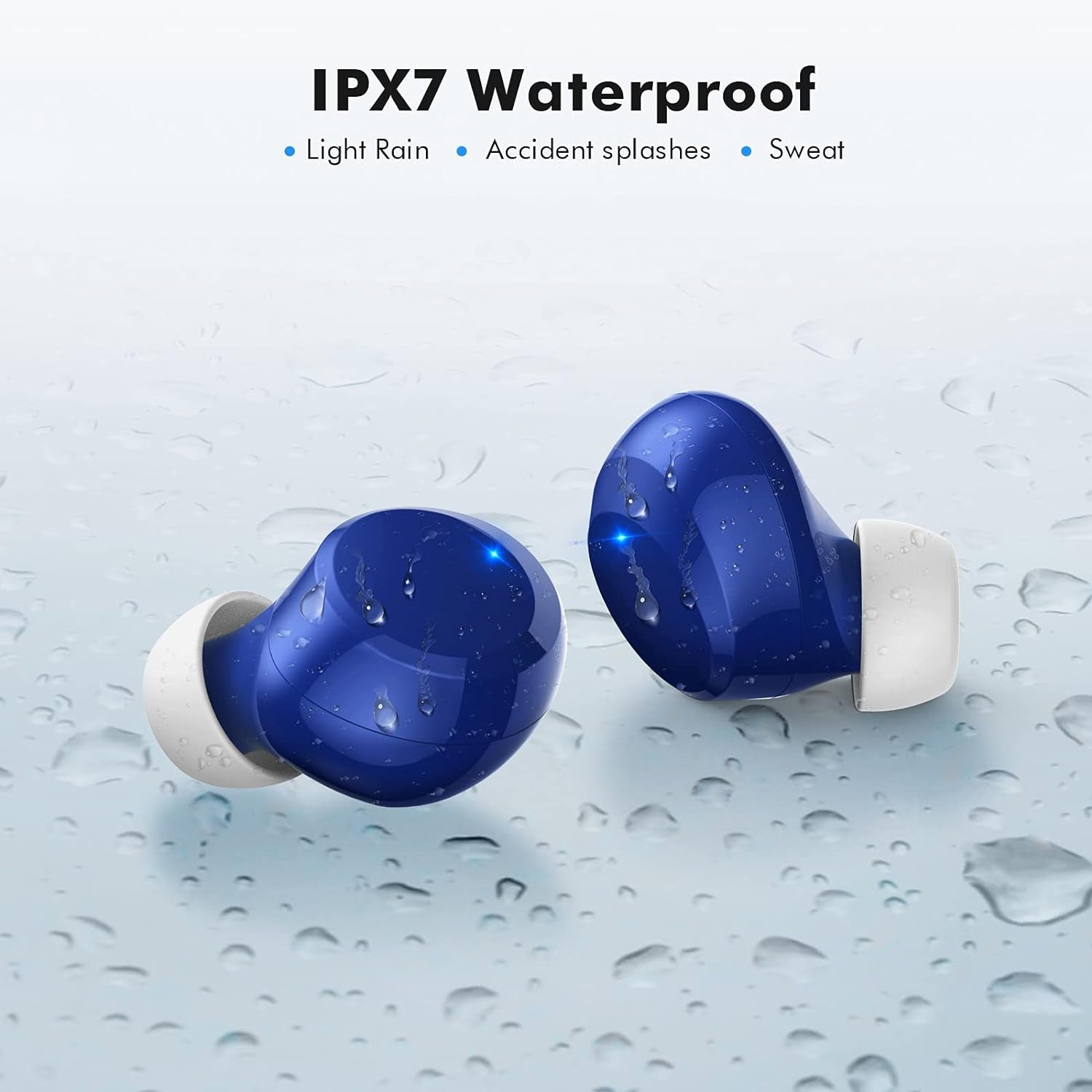 Premium True Wireless Earbuds with Bluetooth 5.1, Ergonomic In-Ear Fit, Enhanced Bass, 24-Hour Playback, Compact Charging Case, IPX7 Waterproof Rating, Perfect for Sports and Fitness, Blue