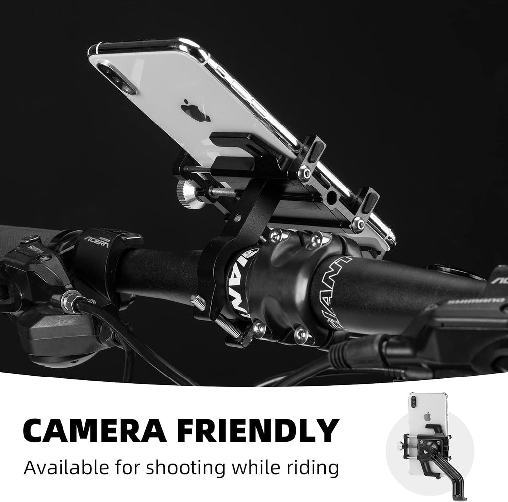 Premium Motorcycle Phone Mount with 5-Claw Lock Anti-Shake Design, Aluminum Alloy Construction, 360° Rotatable, Silicone Padded Grip, Compatible with 4.7" to 7" Smartphones (Width up to 95mm/3.7 inches)