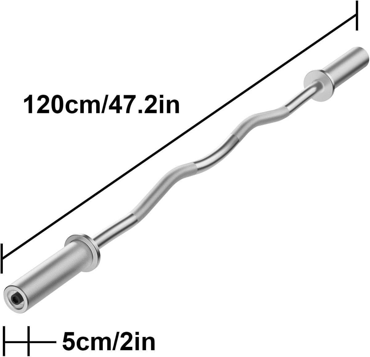 Curl Bar Weightlifting Bar - 47" Carbon Steel Barbell for Bench Press, Powerlifting, and CrossFit Training, 350 lbs Max Load Capacity, Ideal for Home Gym Use