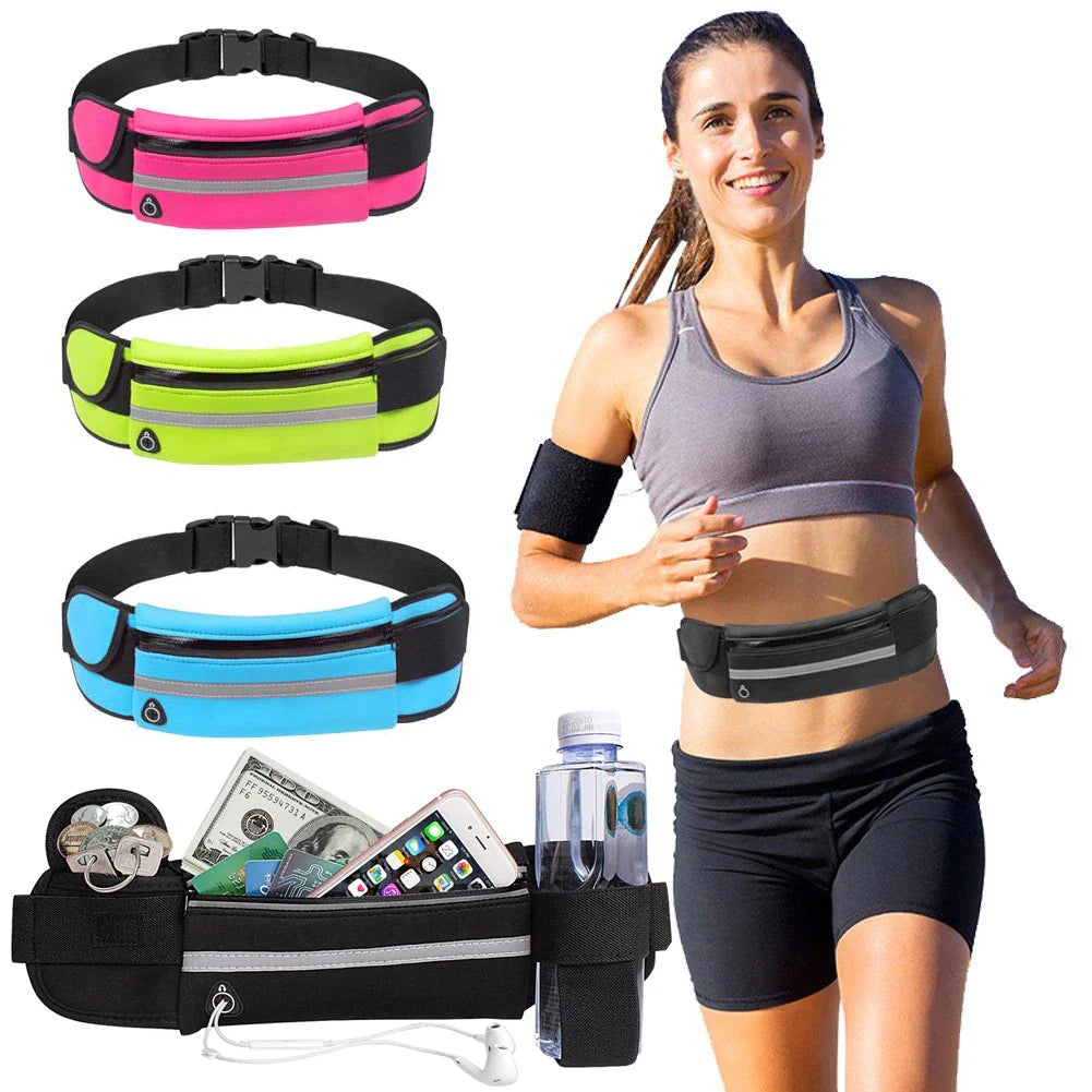 Women's Waterproof Running Waist Bag - Portable Gym Belt for Cycling and Sports with Water Bottle and Phone Holder
