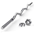 47-Inch Curl Bar with Collars for Standard 1-Inch Weight Plates, 440-Pound Weight Capacity, Silver Finish