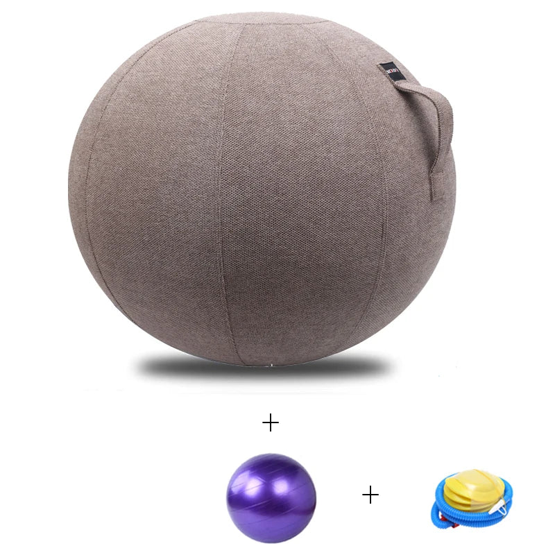 Linen Yoga Ball Cover and 65Cm Yoga Ball with Pump for Home Gym, Pilates, and Fitness Training