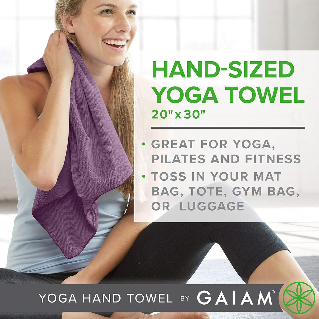 Gaiam Yoga Hand Towel, Microfiber, 30"X20" (Black/White)