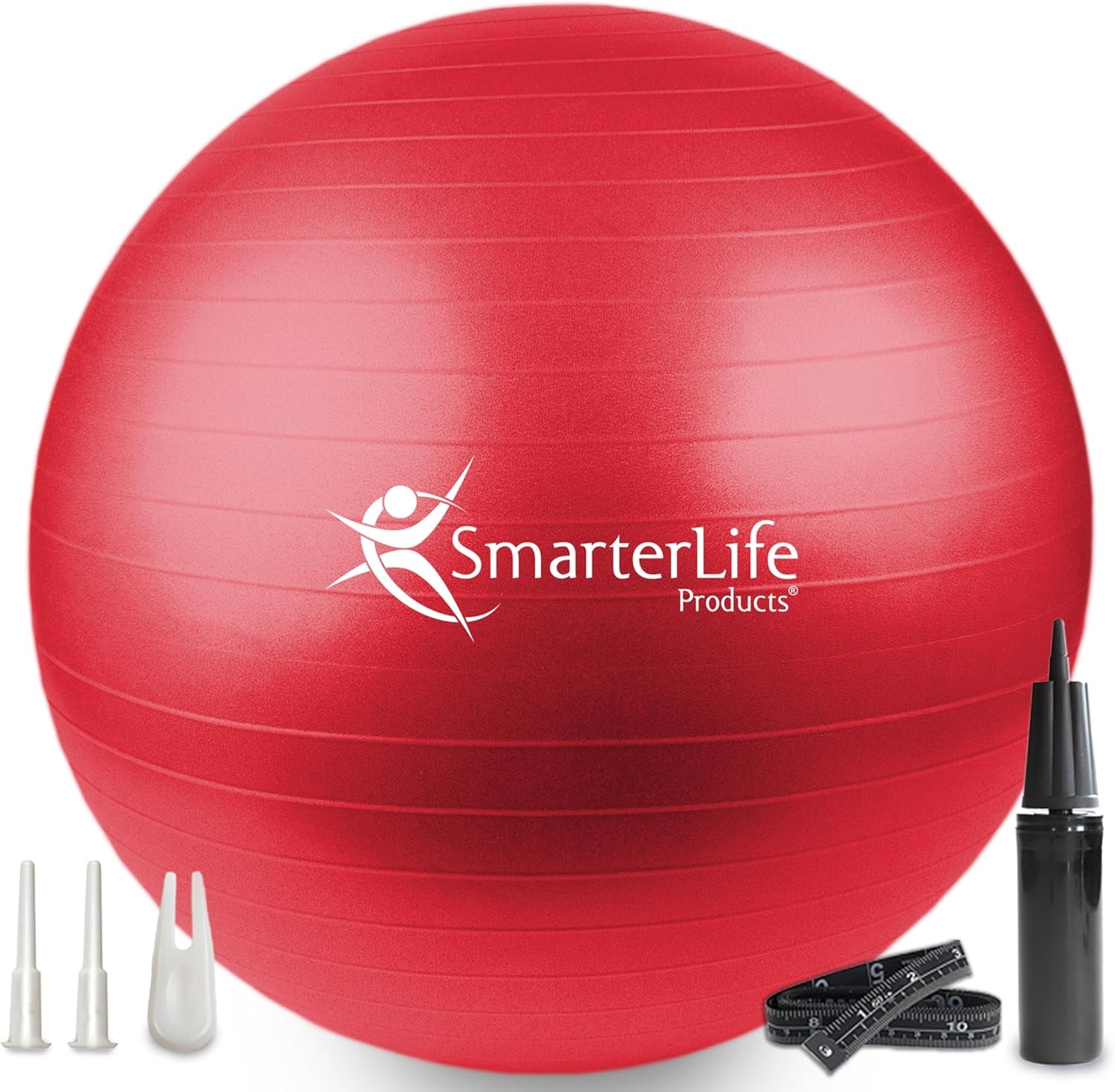 Smarterlife Premium Exercise and Yoga Ball for Fitness, Balance, Stability, and Pregnancy - Anti-Slip, Anti-Burst Gym Ball for Core Workouts, Physical Therapy, and Office Use