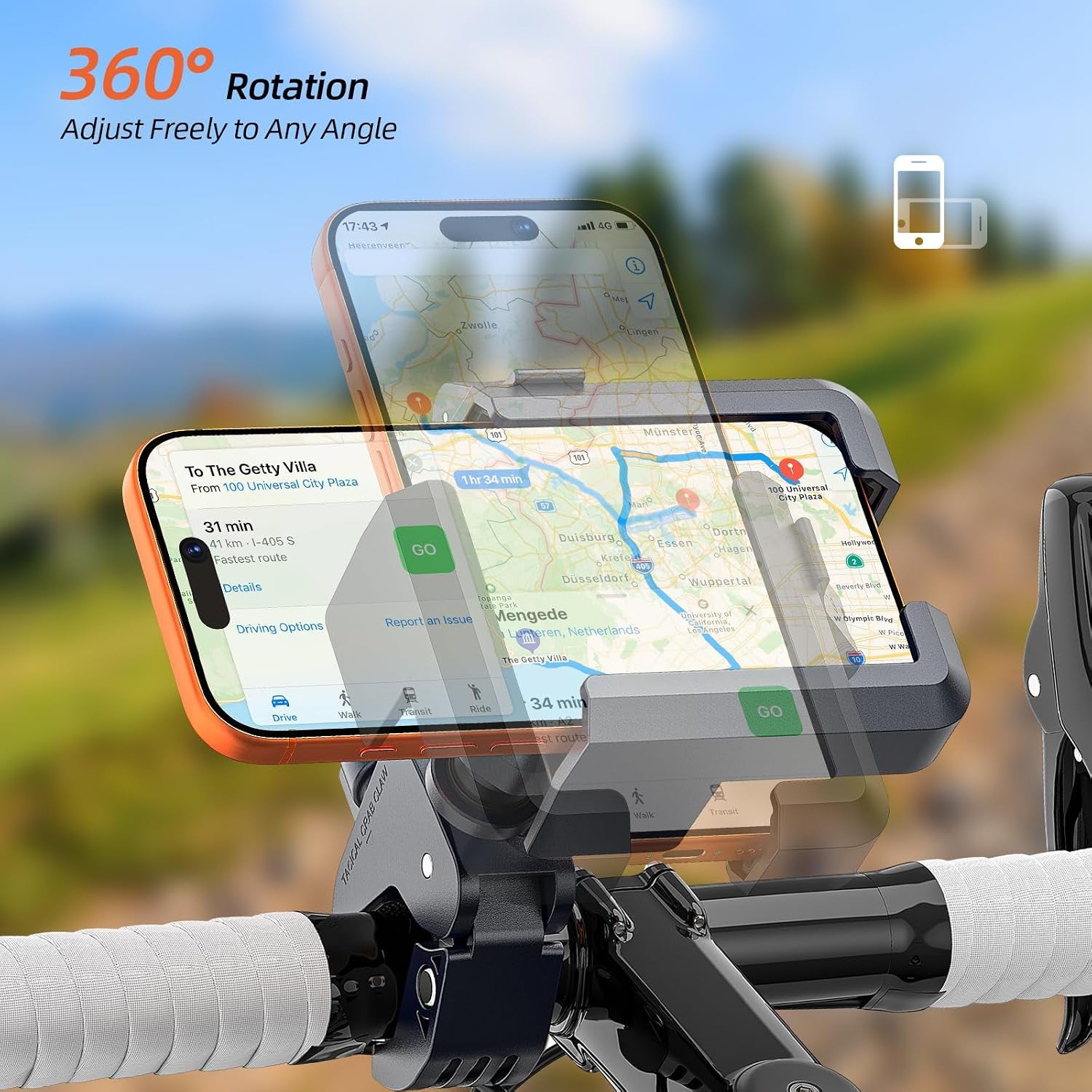 Anti-Vibration Motorcycle Phone Mount - Shockproof Handlebar Holder for E-Bikes, Electric Scooters, and Bicycles, Compatible with 4.7-7 Inch Phones