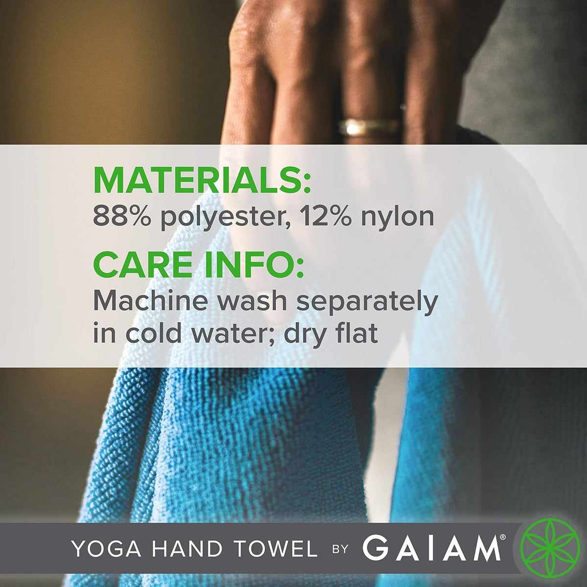 Gaiam Yoga Hand Towel, Microfiber, 30"X20" (Black/White)