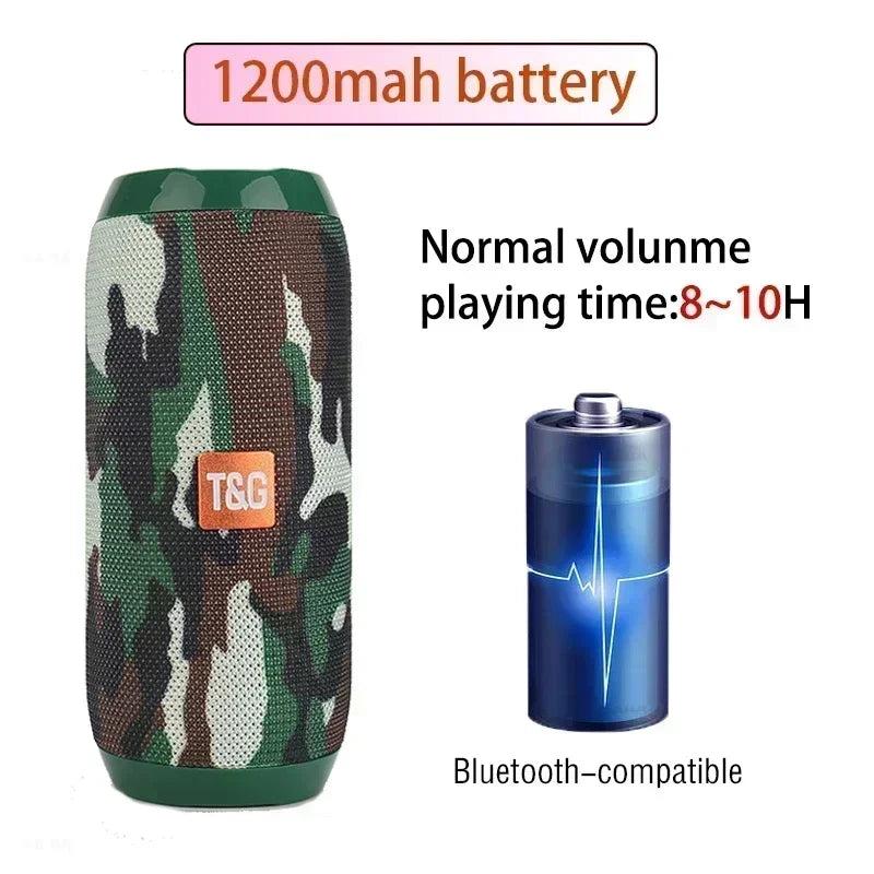 Wireless Portable Bluetooth Speaker with Subwoofer, Waterproof Outdoor Stereo Surround Sound and FM Radio Support