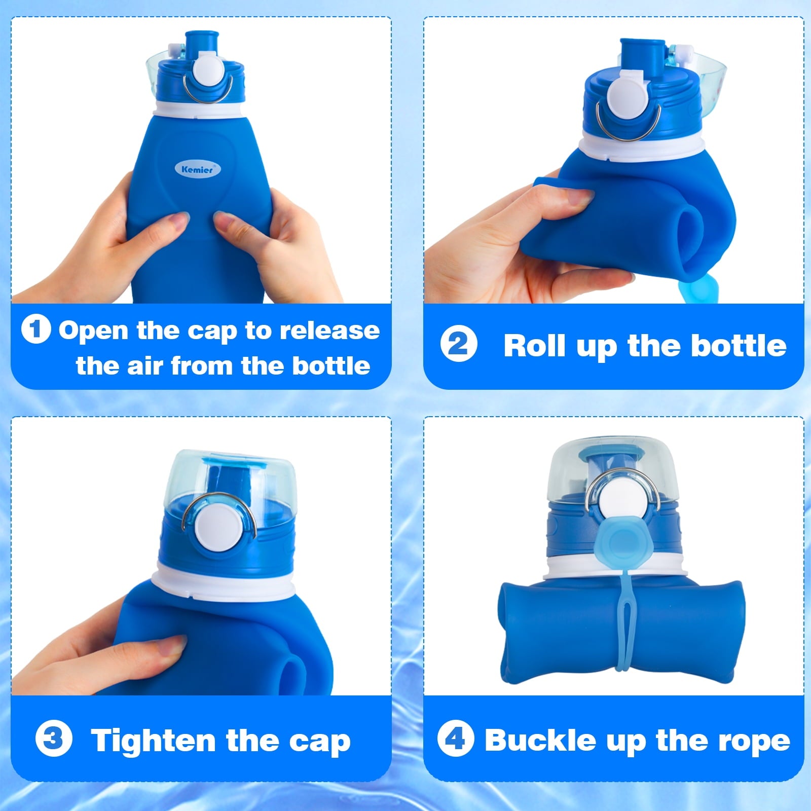 Premium Collapsible Silicone Water Bottle - 750ML Leakproof, BPA-Free, Ideal for Travel, Fitness, Hiking, and Outdoor Activities