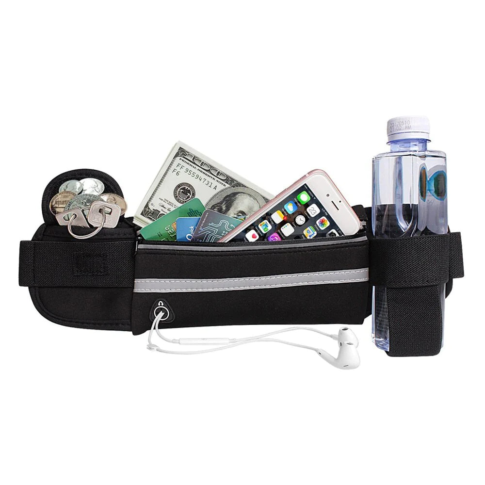 Women's Waterproof Running Waist Bag - Portable Gym Belt for Cycling and Sports with Water Bottle and Phone Holder