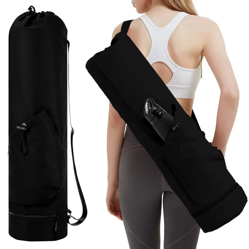 Versatile Yoga Mat Carrier with Water Bottle Pocket and Wet Storage for Gym, Pilates, and Fitness