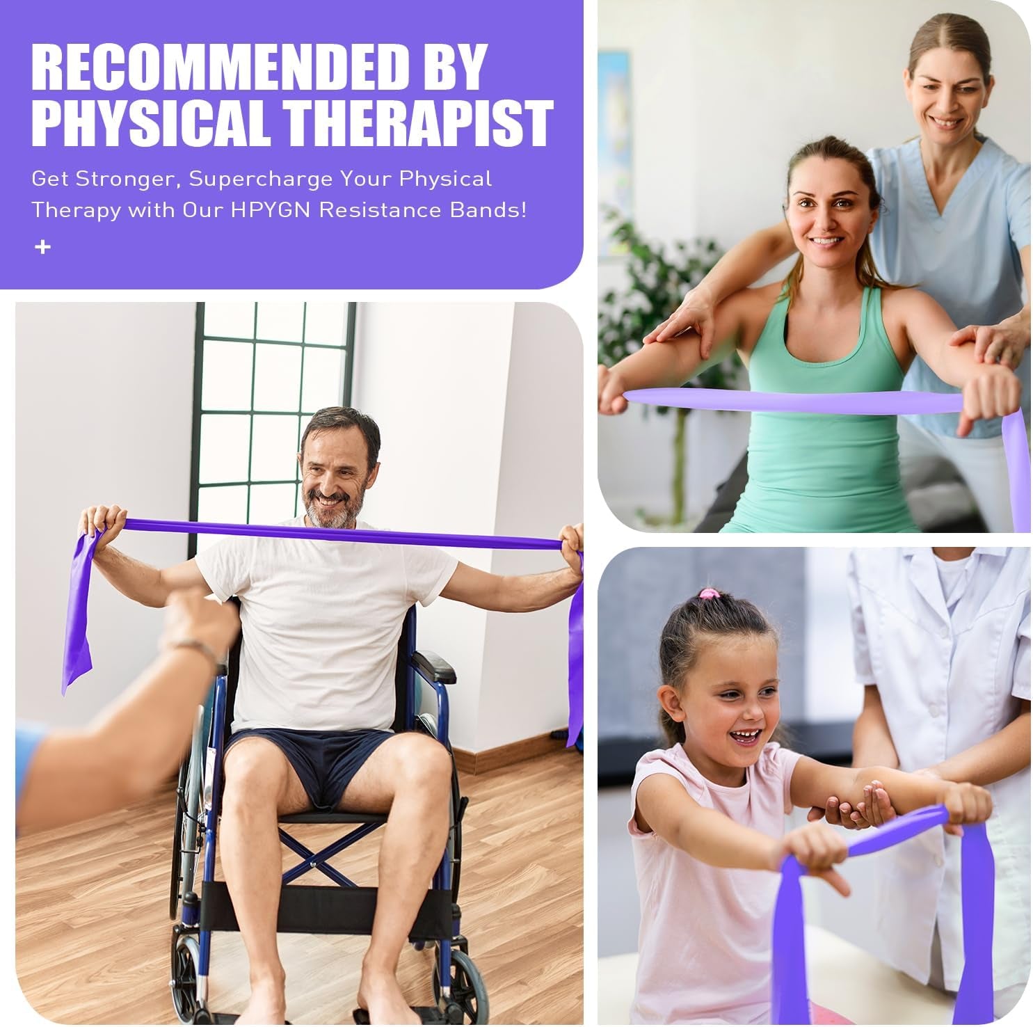 Three-Tier Non-Latex Resistance Bands for Physical Therapy and Yoga - Professional Set for Strength Training, Pilates, and Rehabilitation - TPE Elastic Stretch Bands for Seniors and Women