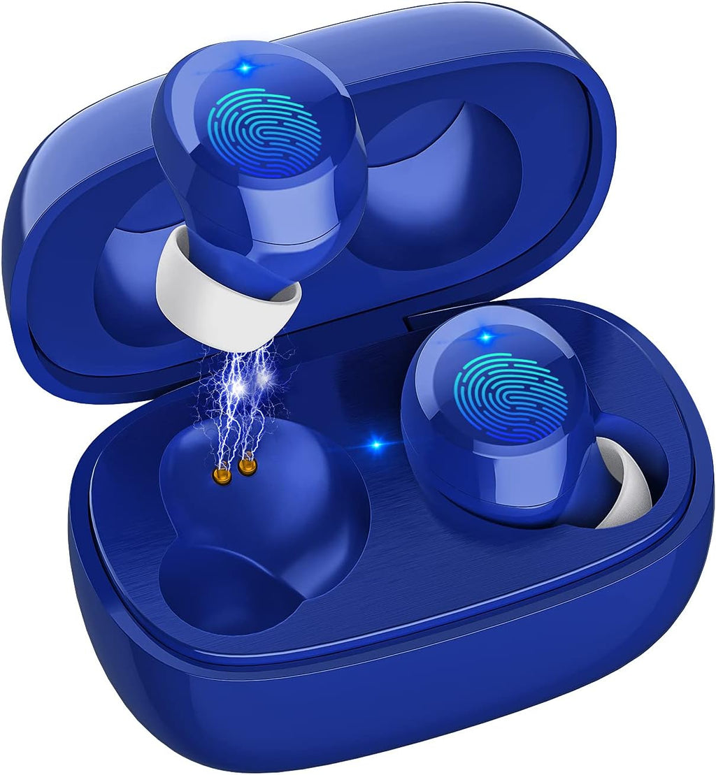 Premium True Wireless Earbuds with Bluetooth 5.1, Ergonomic In-Ear Fit, Enhanced Bass, 24-Hour Playback, Compact Charging Case, IPX7 Waterproof Rating, Perfect for Sports and Fitness, Blue