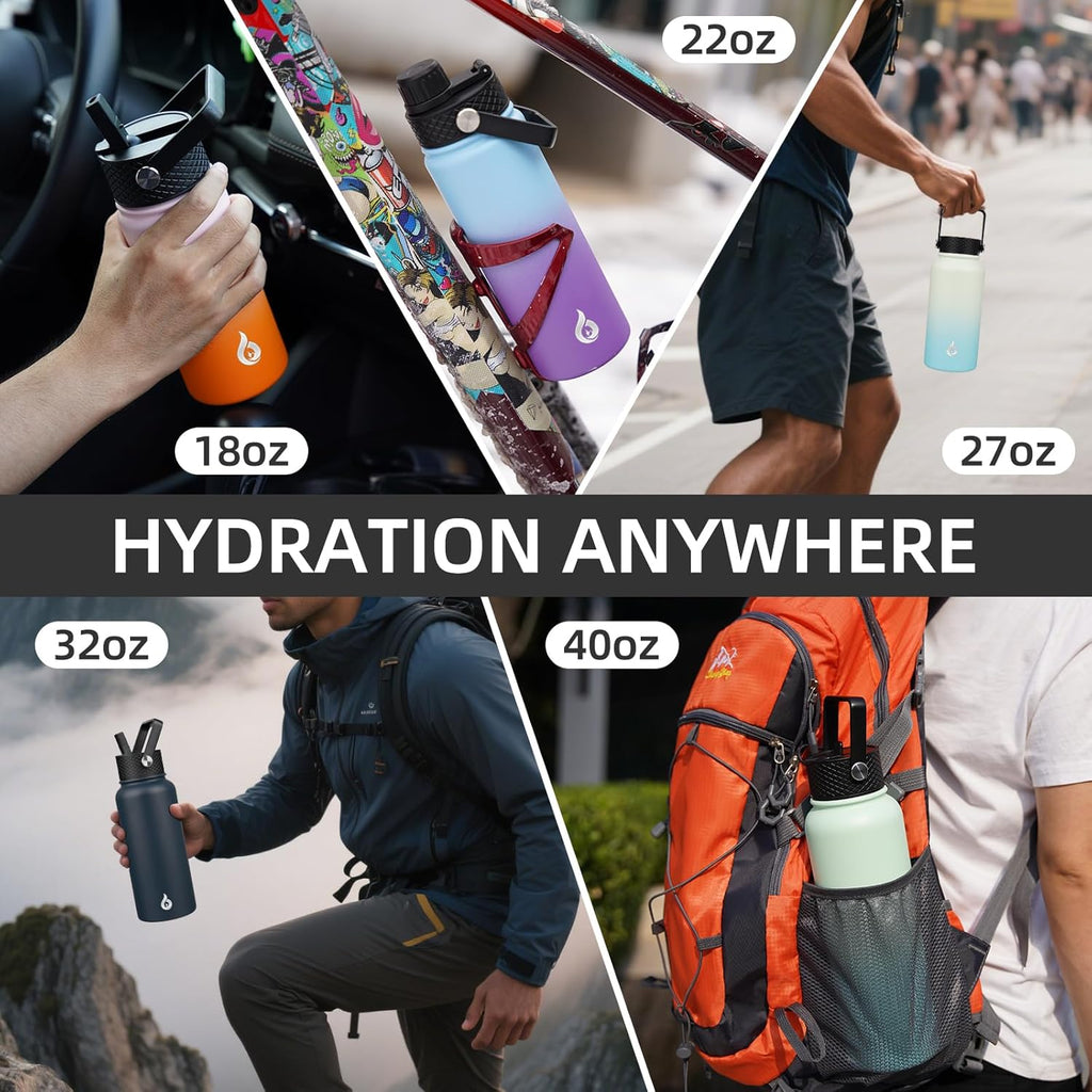 40 oz Stainless Steel Insulated Water Bottle with Straw Lid