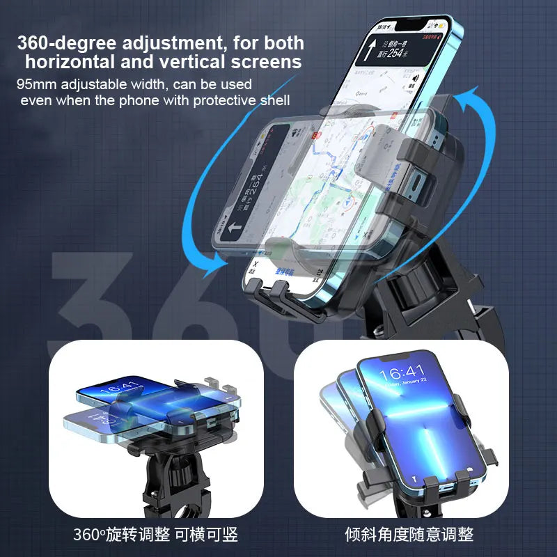 360° Rotatable Anti-Slip Bicycle Phone Mount - Adjustable Accessory for Outdoor Cycling and Mountain Biking